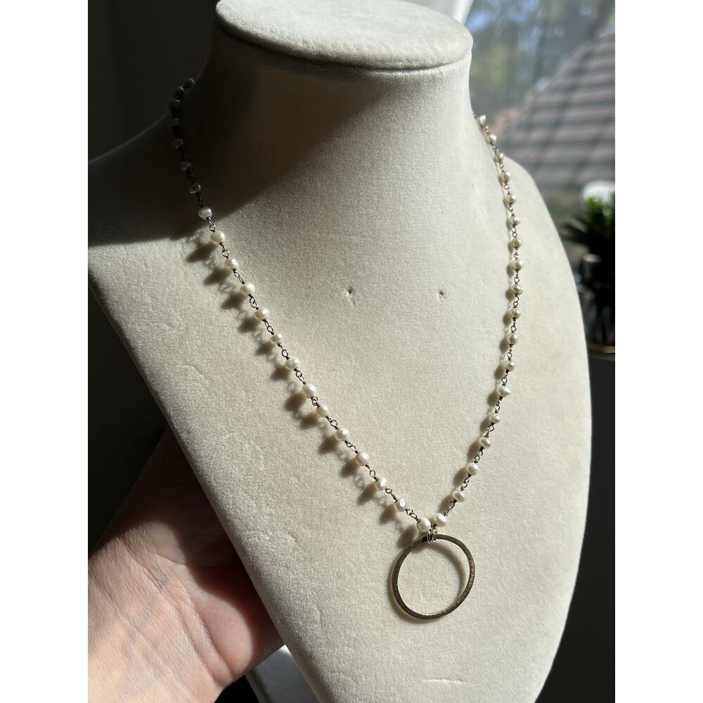 Vintage 1/20 14k Gf Gold Filled Marked Pearl Station Pendant Necklace 18” - Picture 4 of 7